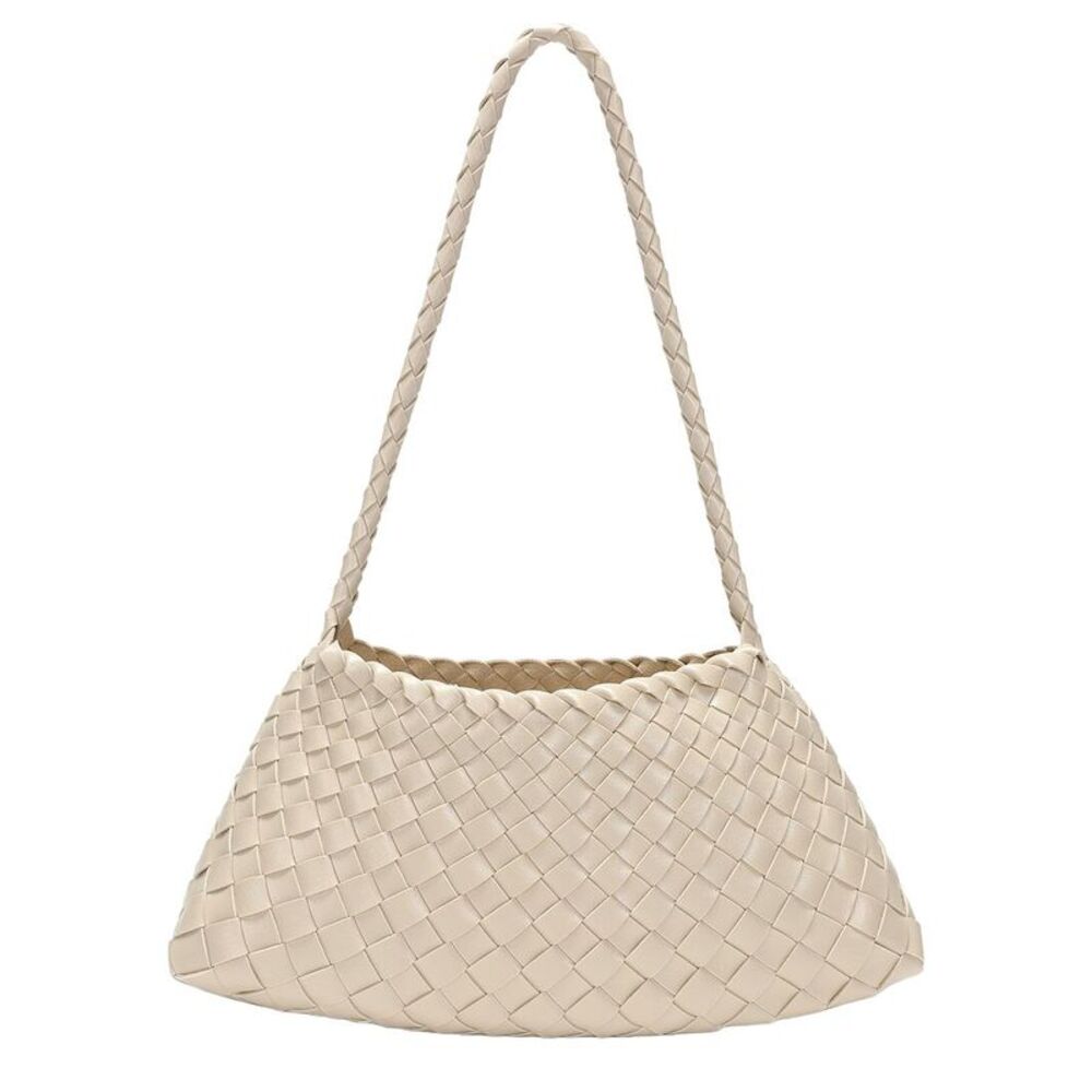Tiffany & Fred Paris Hand-Woven Leather Shoulder Bag, Cream